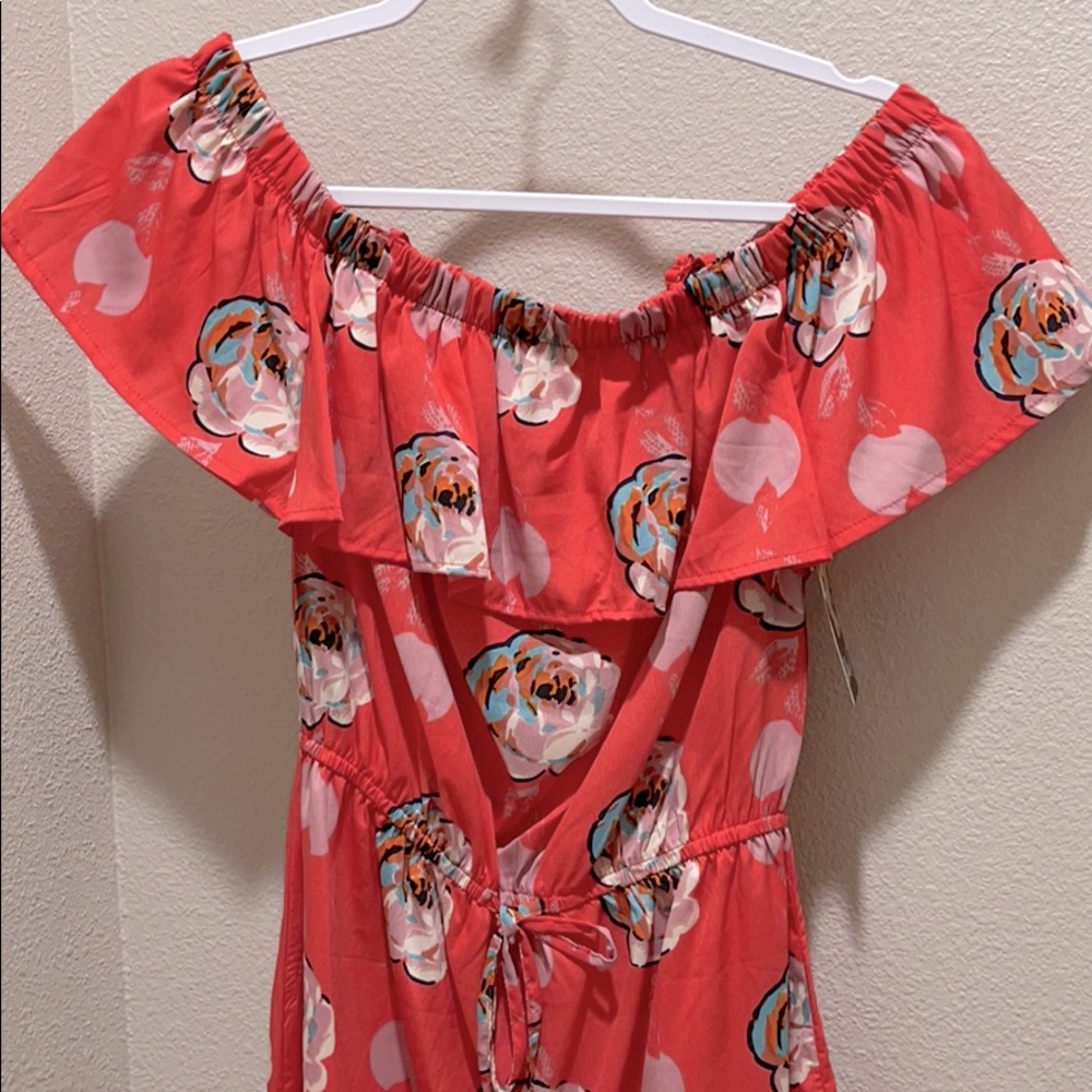 Coral floral summer dress